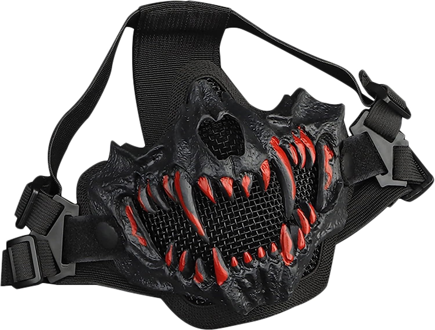 Zhongren Maschera per viso a forma di teschio, per cosplay, spaventosa, protezione a rete, decorativa, per Halloween, feste horror, paintball, CS, caccia