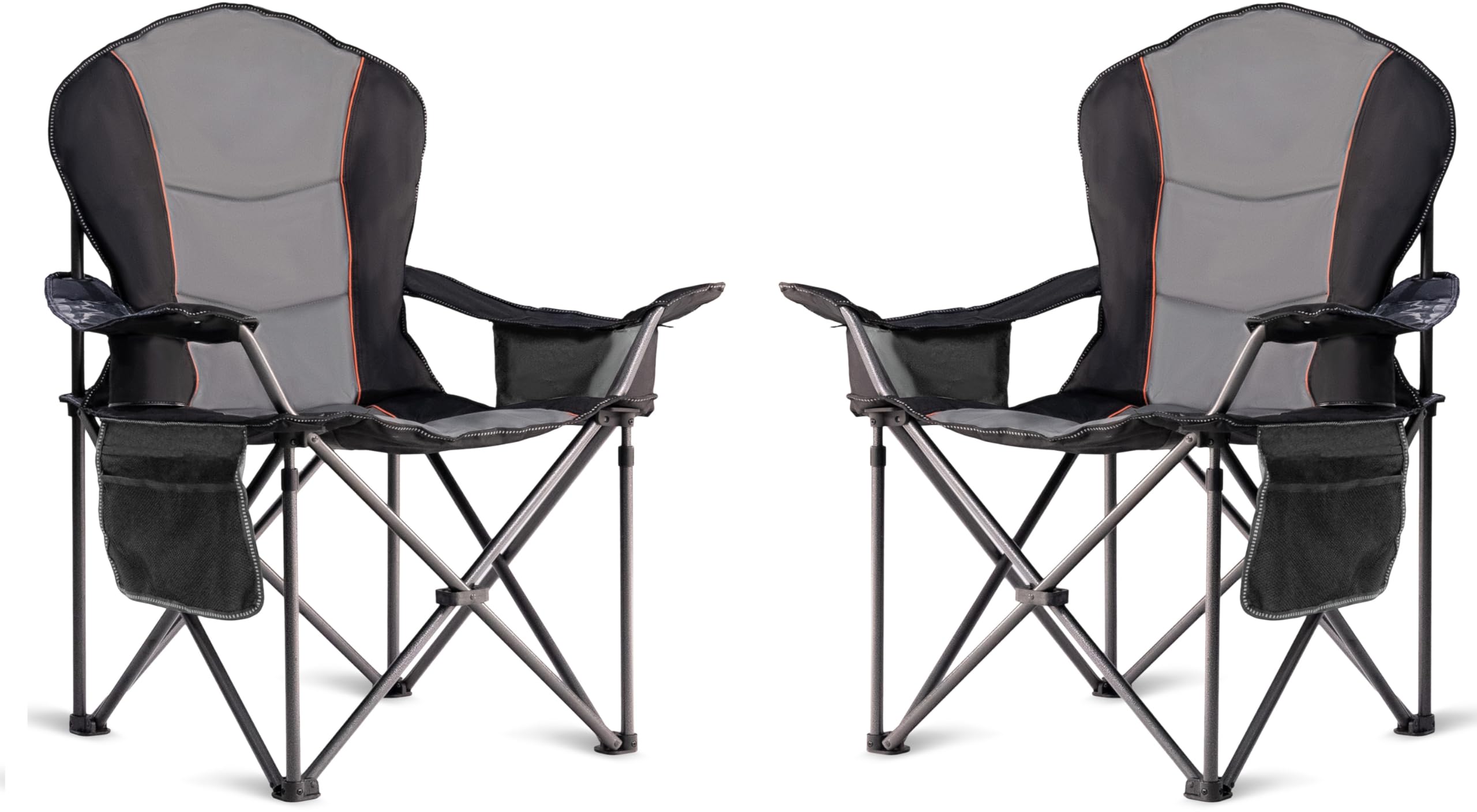 Foristrail Oversized Camping Chair Heavy Duty- Portable Folding Chair, Cup Holder & Waterproof Phone Case for Adults, Beach, Hiking, Backyard, Black &