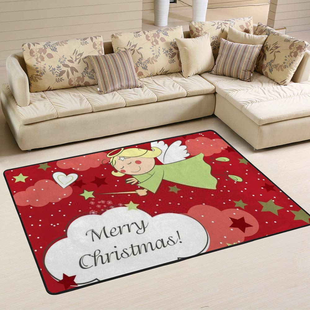 Tapis de Noël ange rouge Ruchen au pied du sapin pour réchauffer le salon