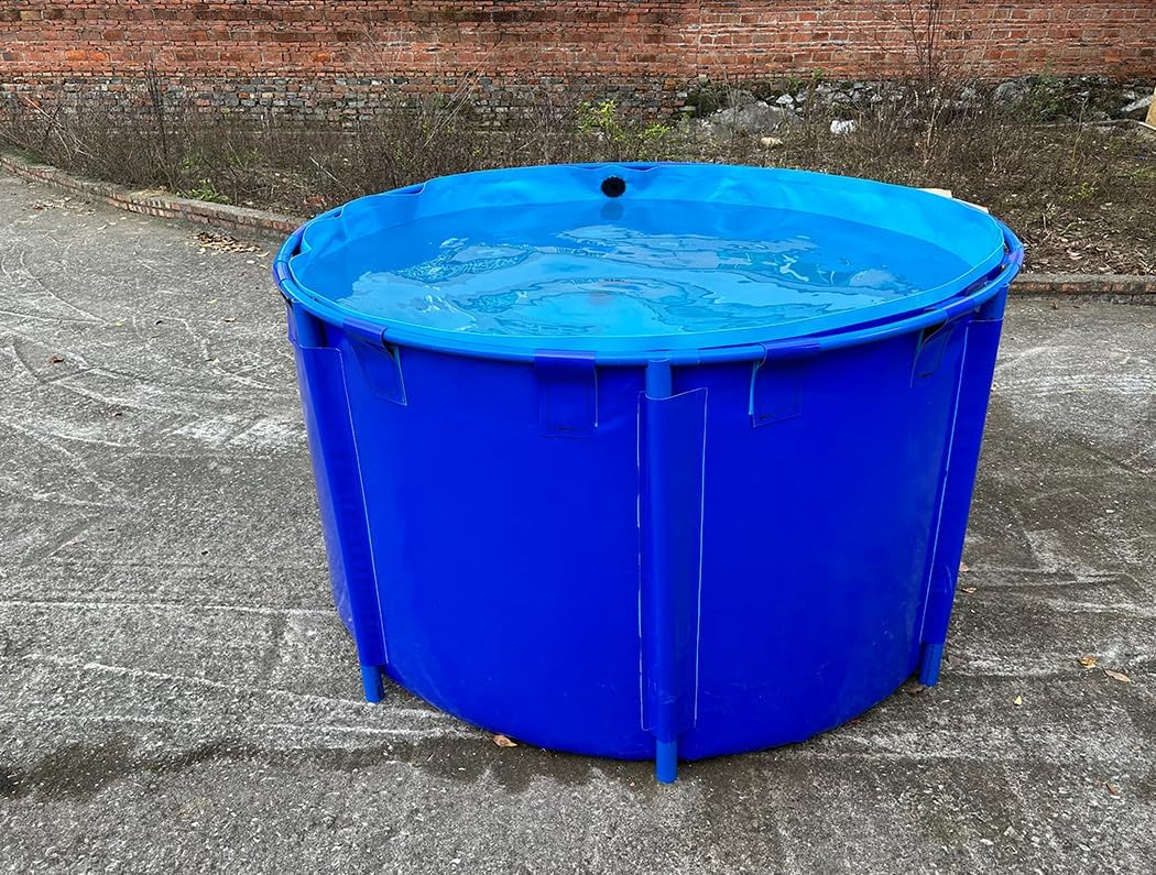 Canvas Fish Pond,800Gallon Capacity Foldable PVC Circular Thickening Pool Belt Frame Large Indoor/Outdoors Tarpaulin for koi Pond Culture Agricultural Irrigation Water StorageTank(D:2M*H:1M)