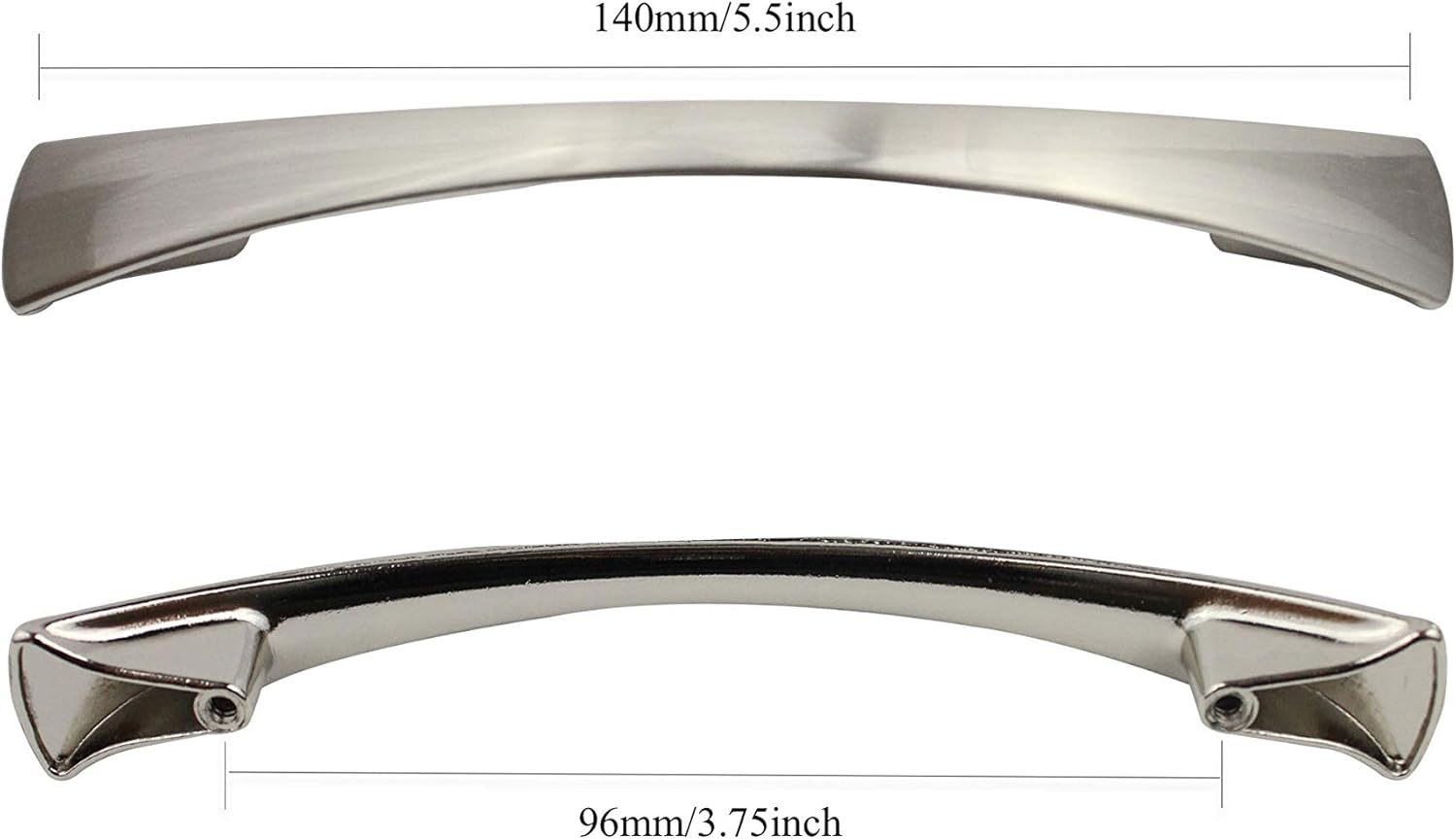 Formosa Design Hardware Brushed Nickel Curved Style Pulls Cabinet Hardware Choice of Quantity and Size (20, 96 mm)