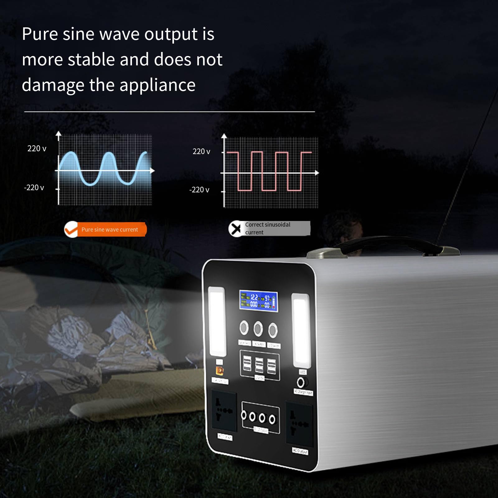 Batterie Portable Grande capacité 220 V, 1 000 W, pour Camping, randonnée, autonomie, Stockage d'énergie