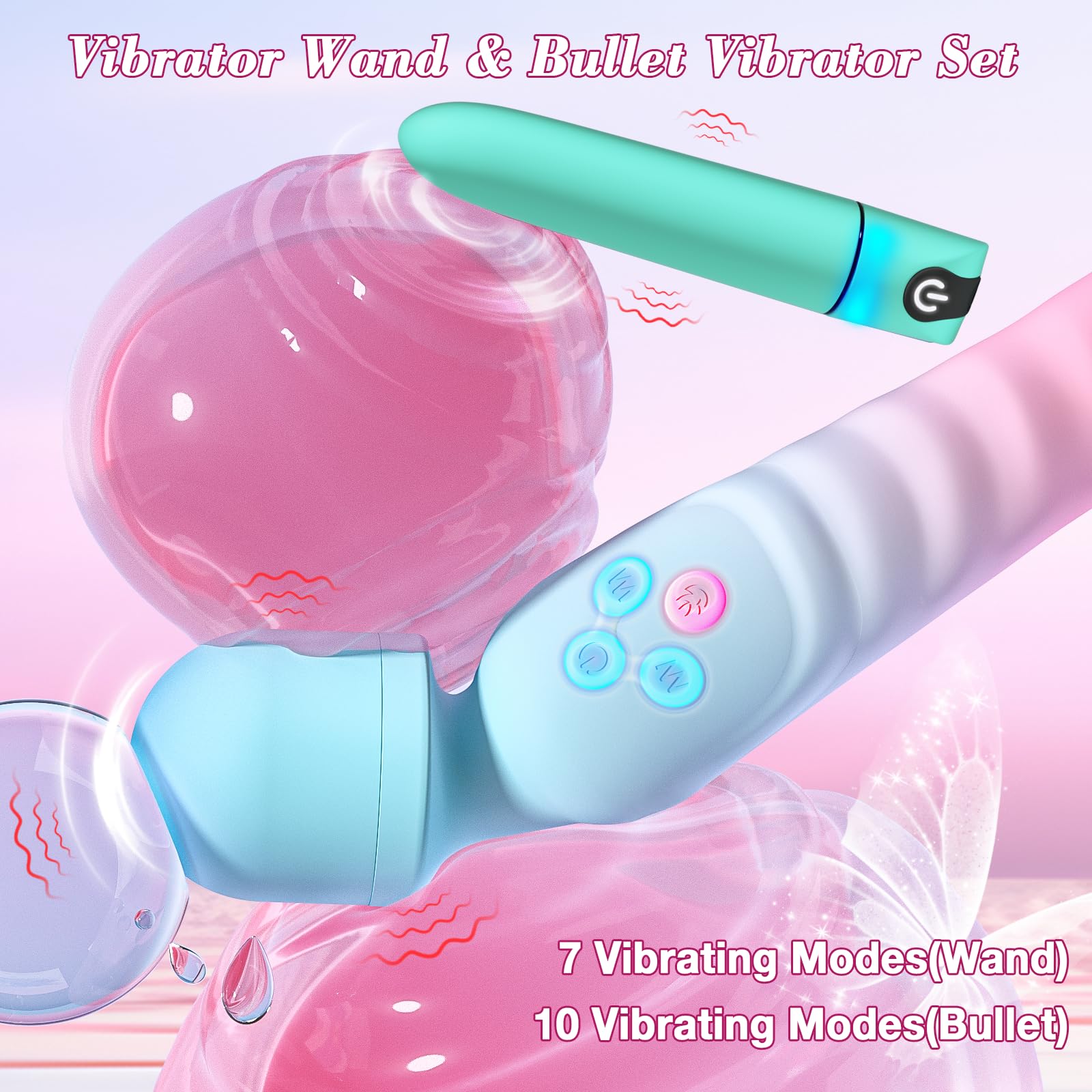 G Spot Vibrator Wand & Bullet Vibrator Set - Vibrators Sex Toys for Women, Clitoral Stimulator Dildo with 7 Vibrating Modes, Waterproof Heating Wand Massager, Adult Sex Toy for Female and Couples
