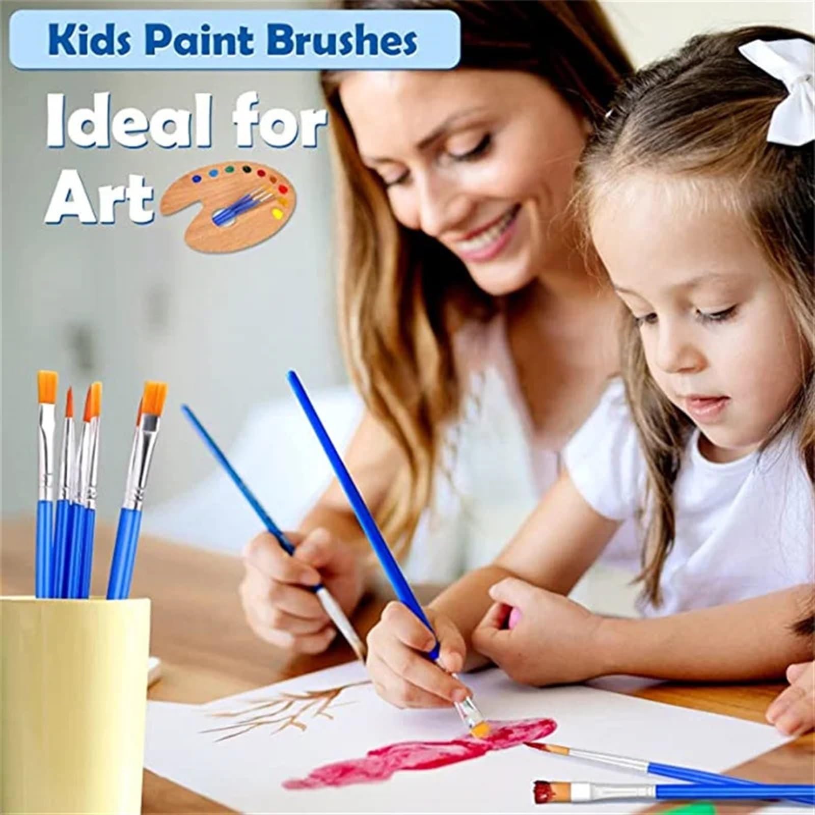 Pinceles para Pintura Juego de 100 Pinceles for Pintar acrílicos con Planos y Puntiagudos for Manualidades, Acuarelas óleos(Flat 100pcs)