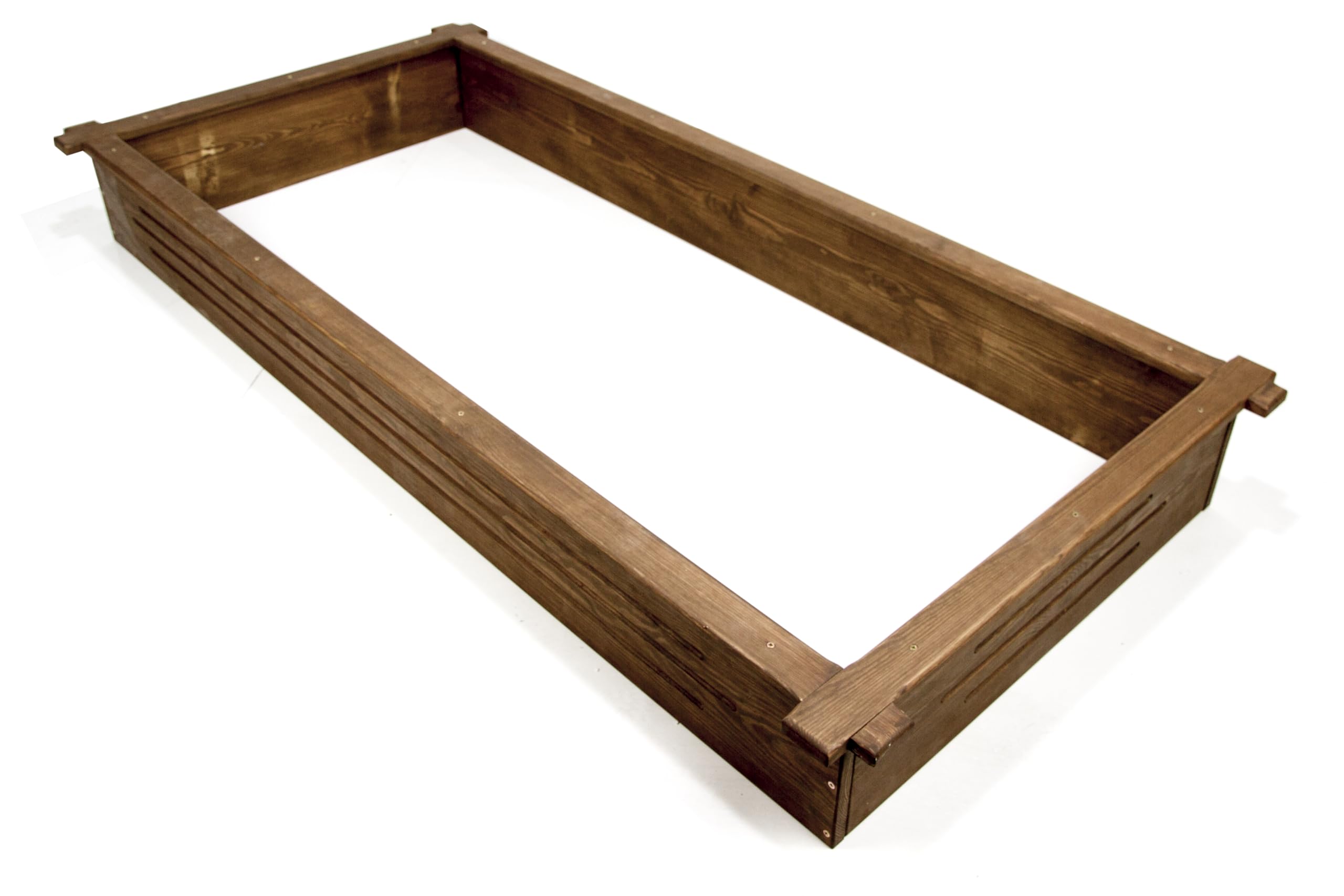Grabrahmen aus Holz – Holzrahmen für Grab – Grabumrandung 190x90x20 cm – Imprägniertes Kiefernholz – Farbe Nussbaum – Wetterfest – Einfache Montage