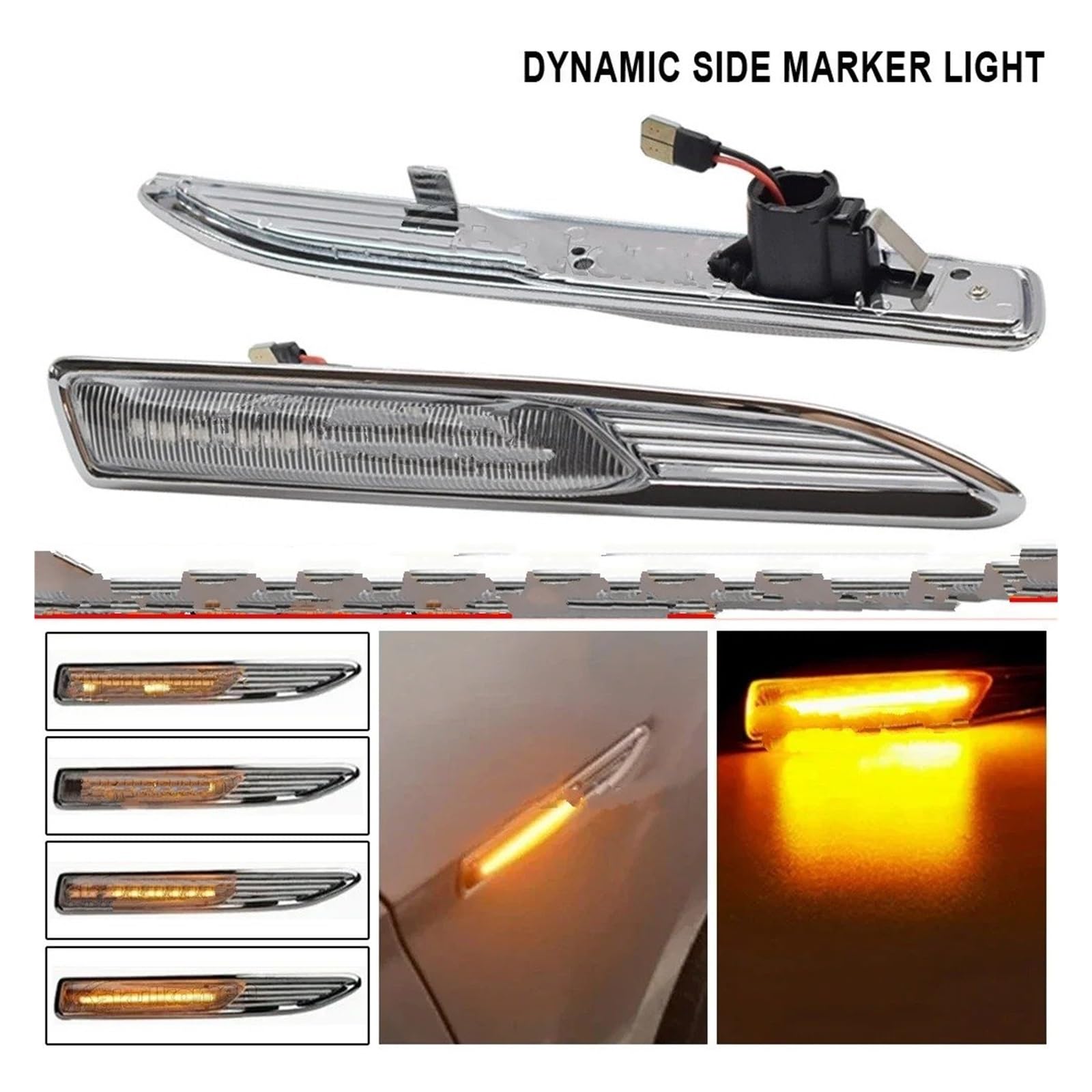 Intermitentes Secuenciales Para Ford Para Mondeo MK4 Estate BA7 2007 2008-2015 Luz Intermitente LED De Posición Lateral Luz Intermitente Ámbar Dinámica(Dynamic Smoked Type)