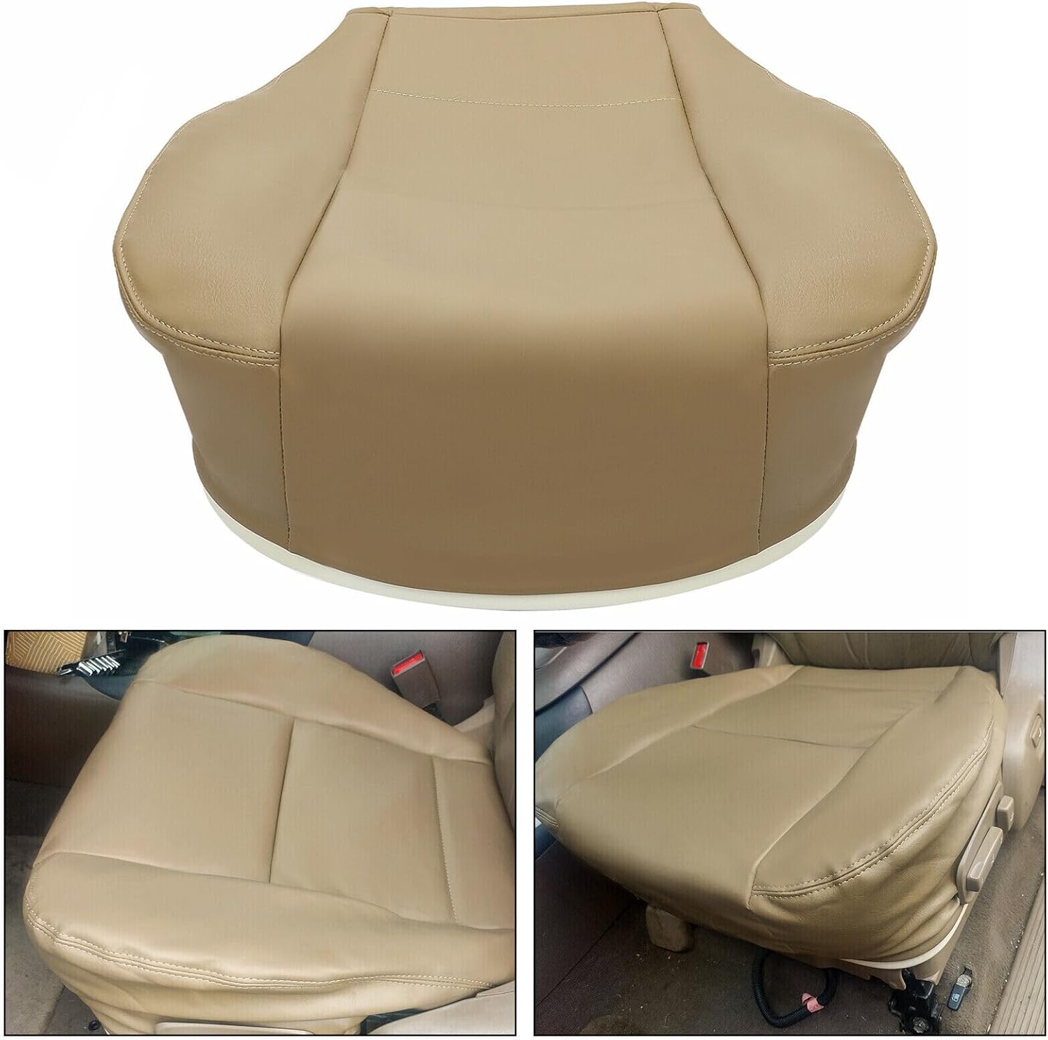 4Pcs Tan Leather Microfiber Seat Covers Replacement for Tundra 2000 2001 2002 2003 2004 Replacement for Sequoia 2000 2001 2002 2003 2004 2005 2006 2007 Front Driver and Passenger Side