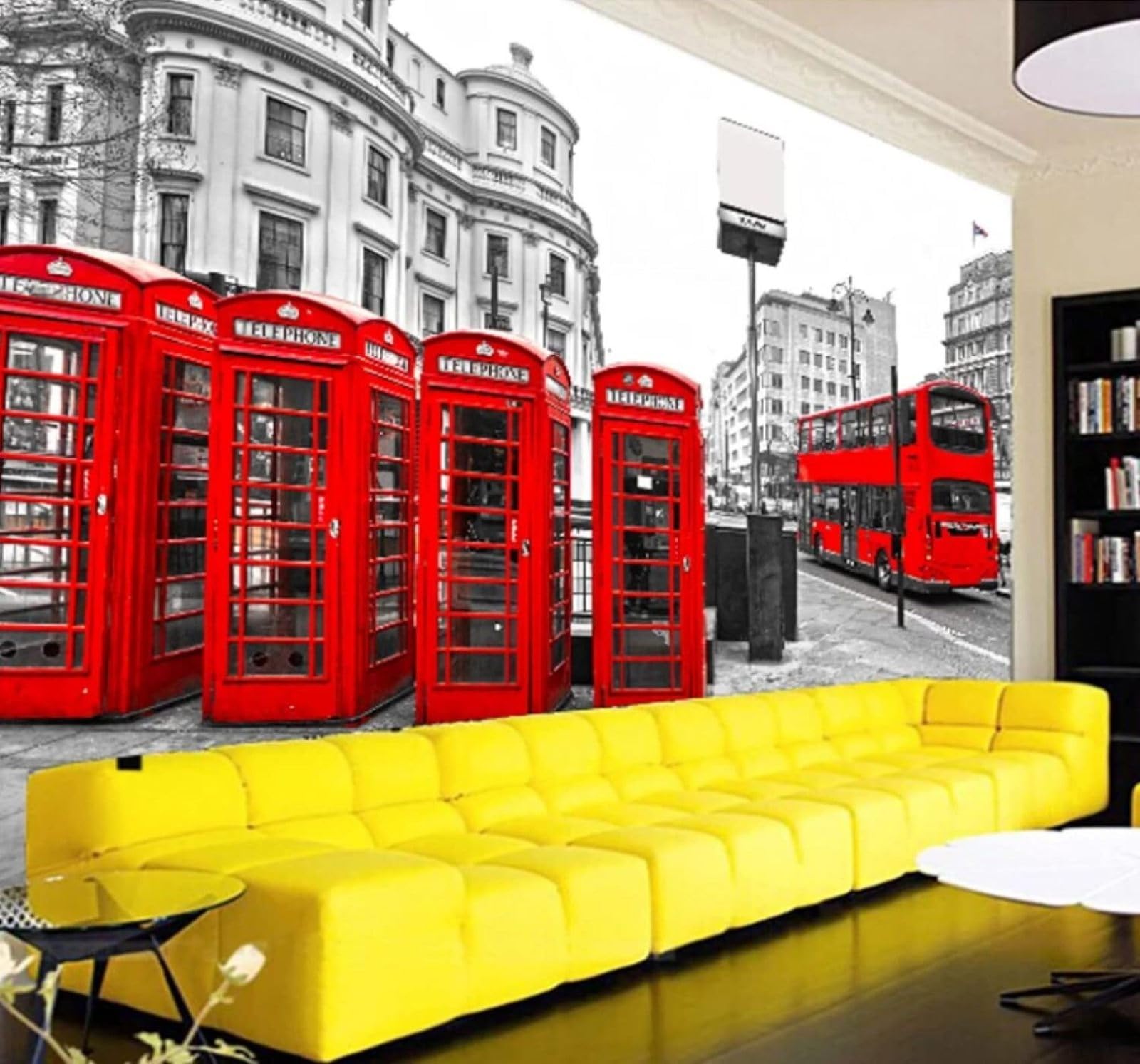 XLMING Vintage Three Dimensional Urban Architecture Red Telephone Box 3D Wallpaper Luxury Home Dining Decor Paste Sofa Living Room The Wall for Bedroom Mural-300cm×210cm