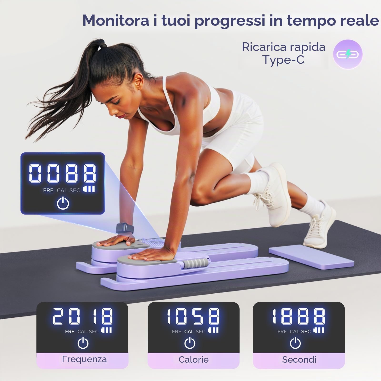 Split Pilates Board Aggiornata, Reformer Pilates a LED, Attrezzatura per l'Allenamento Completo del Corpo, Trainer Addominale Multifunzionale per l'Attrezzatura Domestica