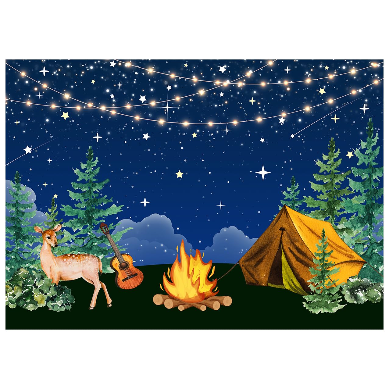 XEYSM 8X6FT Camping Backdrop Camp Photography Backdrops Camper Birthday Party Banner Forest Scene Tent Campfire Decorations Photo Shoot Props XY48