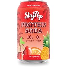 SkyPop Protein Soda - Next-Generation Soda Crafted with Bold Flavor, 10g of Whey Protein, Only 45 Calories - No Artificial Flavors or Colors - Sugar, Gluten & Caffeine Free - 12 Pack, Fruit Punch