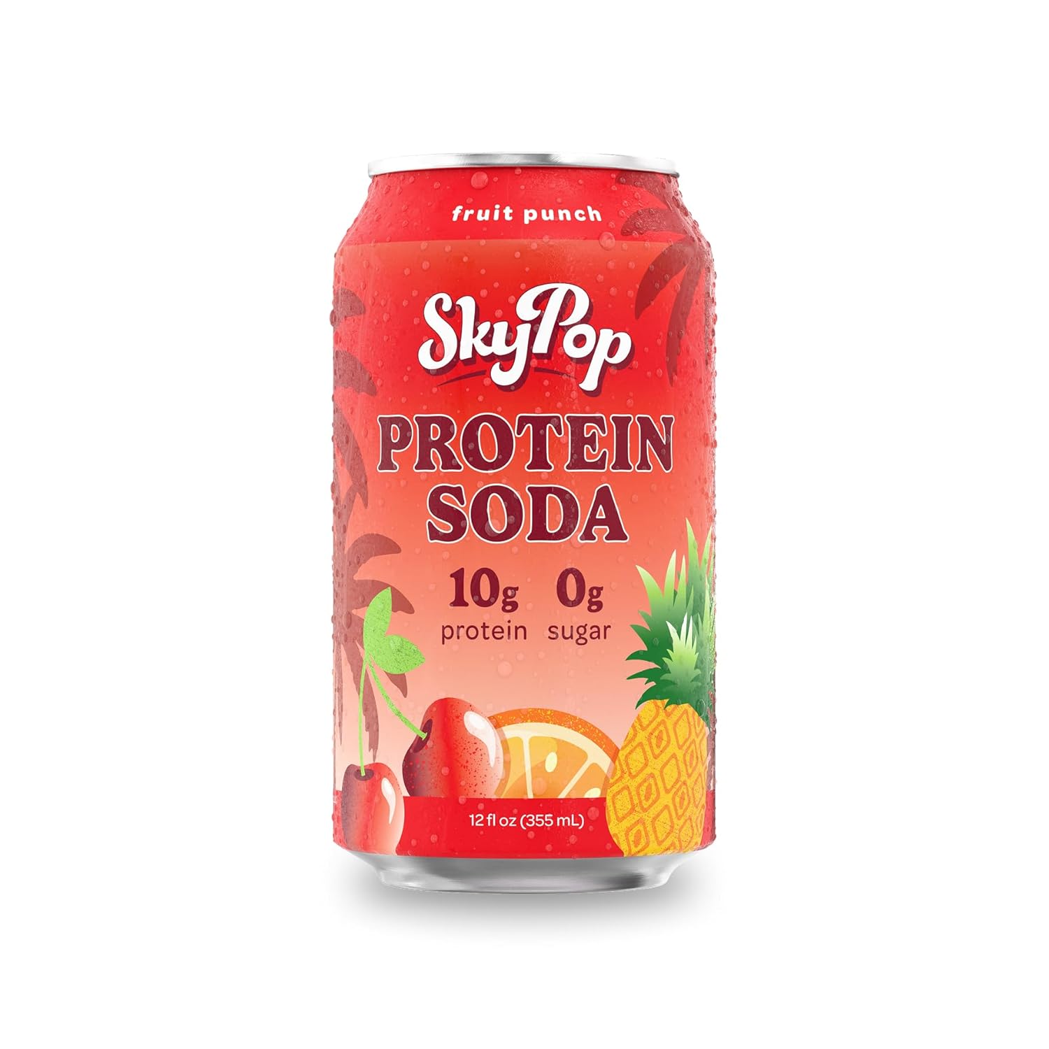 SkyPop Protein Soda - Next-Generation Soda Crafted with Bold Flavor, 10g of Whey Protein, & Only 45 Calories - No Artificial Flavors or Colors - Sugar, Gluten & Caffeine Free - (12 Pack, Fruit Punch)