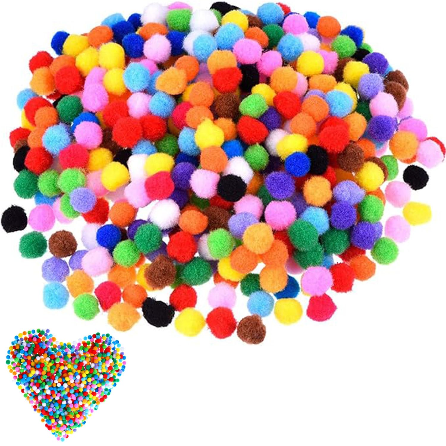 Muiltvoe 2000 pcs Mini Pom Poms for Crafting, 10mm Assorted Fluffy Pom Poms, Assorted Colours Pompoms for Crafting, Small Pom Poms, Multicolor Fuzzy Pompoms s for DIY, Decorations, Craft Making