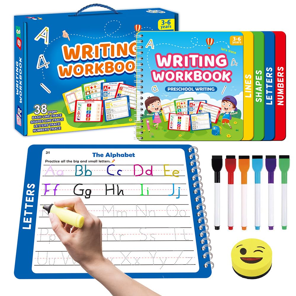 HUBFIVY Preschool Learning Activities - Tracing Books for Kids Ages 3-5 Toddler, Handwriting Practice Tracing for Kids 3-4, Preschool Kindergarten Workbooks, Learning Books for 4-5 Year Olds