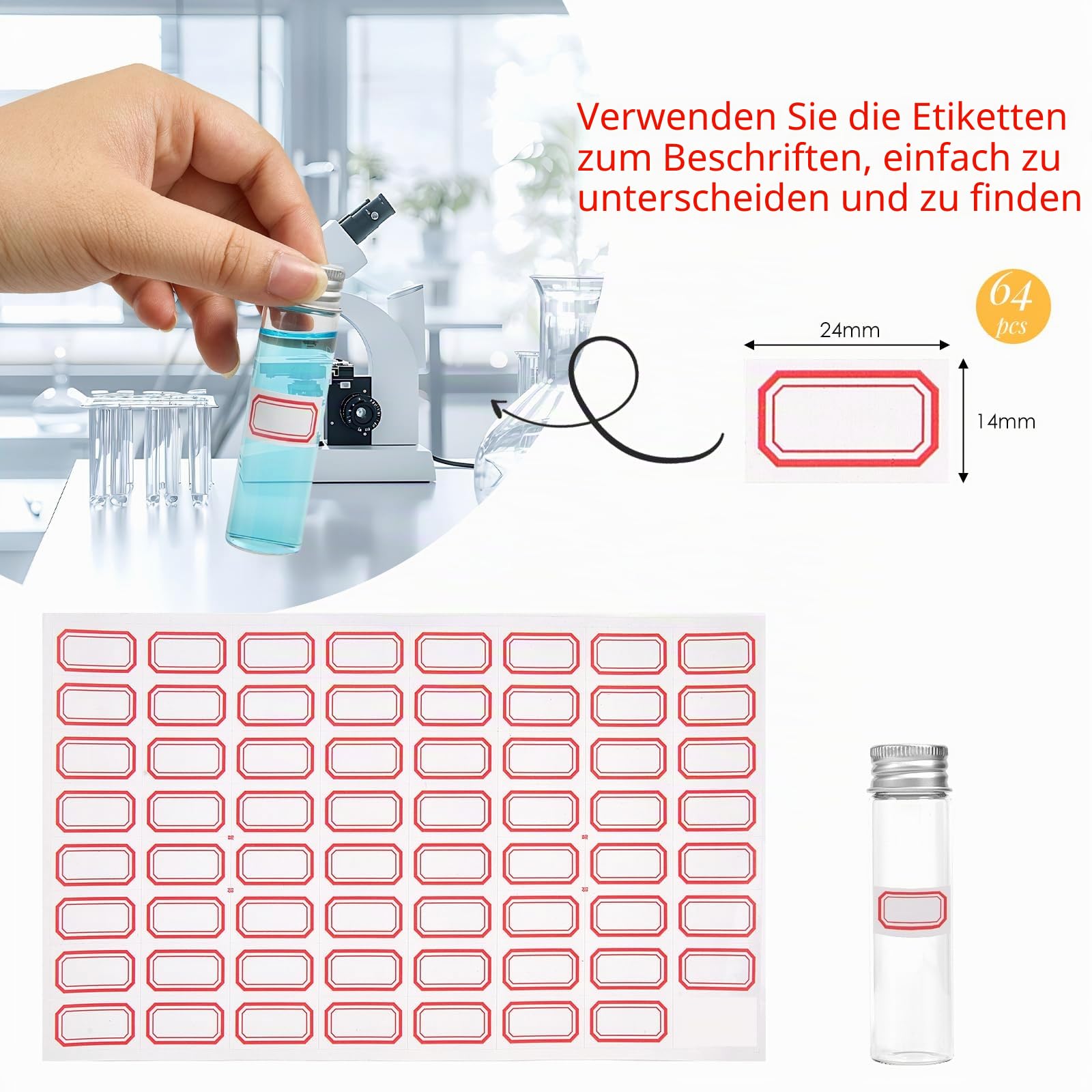 20ml Glasfläschchen mit Schraubverschluss und Kunststoffstopfen, Transparent Kleine Glasflaschen Auslaufsichere Glas Fläschchen für Flüssigkeit Pulver Proben und kleinen Gegenständen, 50 Stück