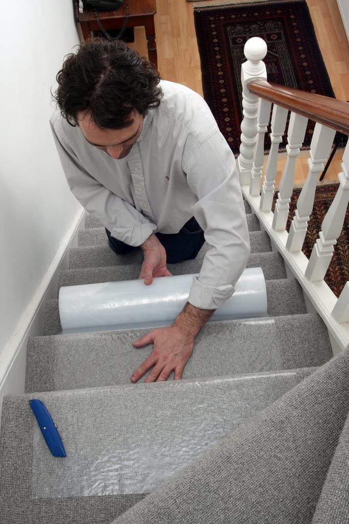 Trio Plus Super Heavy Duty Carpet Protectors | Self Adhesive Floor Protection for Carpet | 60cm x 100m (80 Micron)