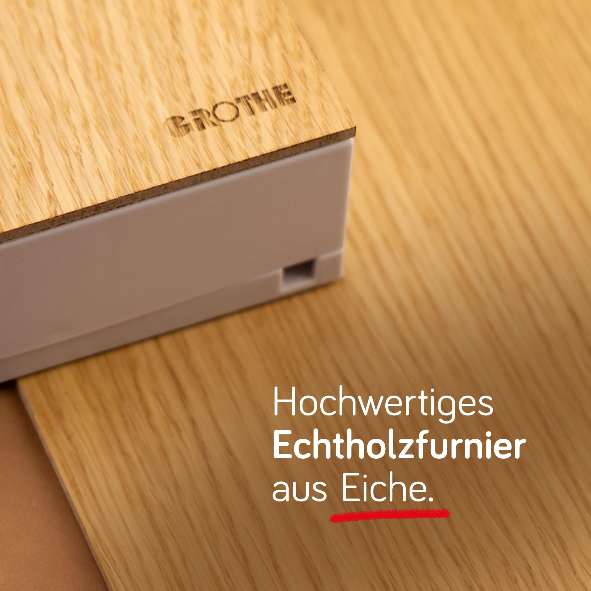 Grothe Mechanischer Gong klassischer Zweiklang-Gong Türklingel Max. 80 dB(A) Batteriebetrieb möglich Hochwertiges Echtholzfurnier Eiche GONG Quadro 100 (Klarer & satter Ton durch echten Glockenstahl)