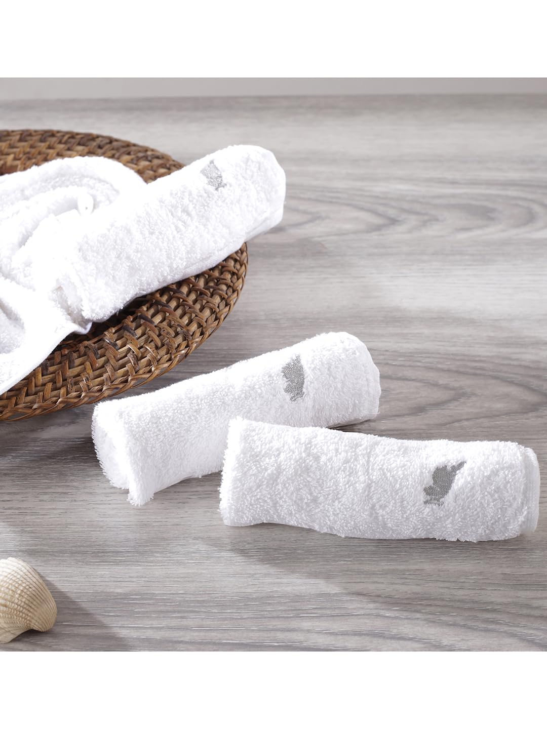 maspar 100% Cotton Embedded Stripe Face Towel, Set of 4, (30 x 30 cm), White-image-21