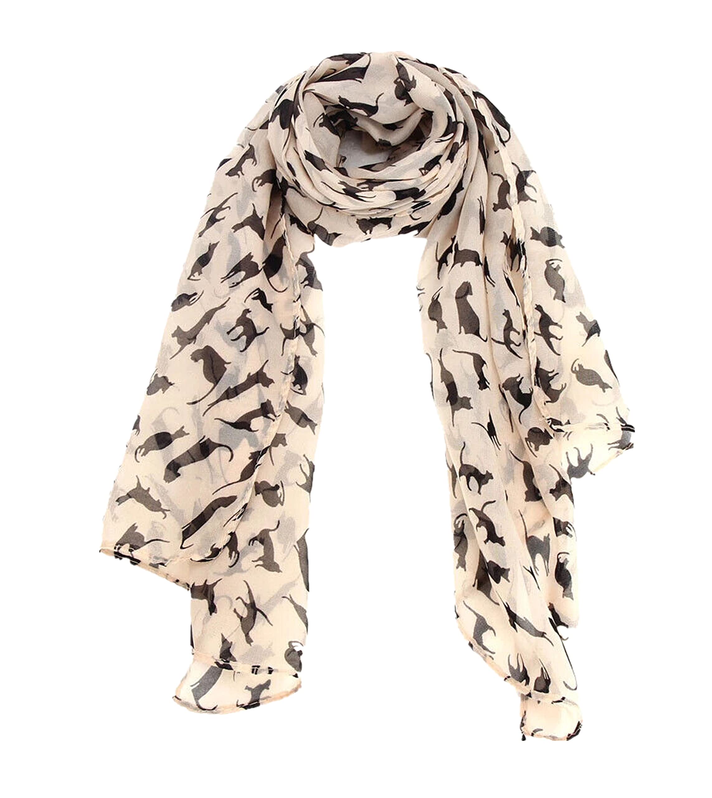 A Liittle Tree Women's Cat Cream "A Liittle Tree"- Lady Fashion Hijab Stylish Soft Scarf Shawl Neck Wrap Headscarf Stole (Cat Cream)
