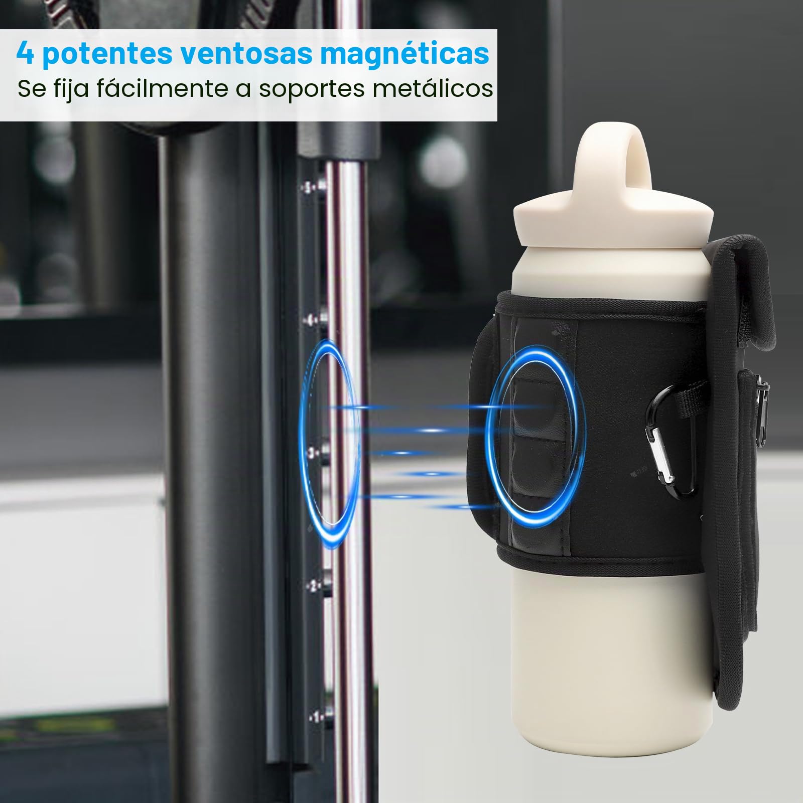 APOMOONS Bolsa magnética de Gimnasio para Botella de Deporte, Bolsa magnética para Botella de Agua, Bolsa magnética con Compartimentos para teléfono móvil, Accesorios de Gimnasio