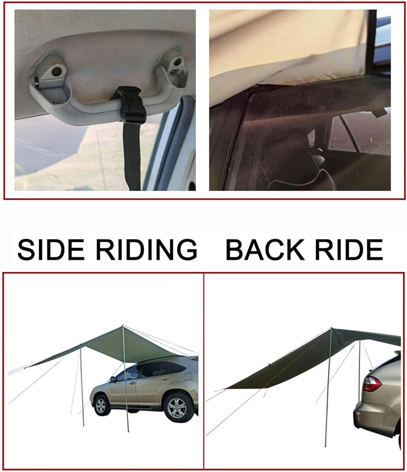 Car Side Awning Room, SUV Camping Tent Overland Camping, Waterproof Windbreak Canopy Overlanding Awning, Waterproof Car Awning with Aluminum Support Rods and Carry Bag, with Suction Cup (Color : Gree