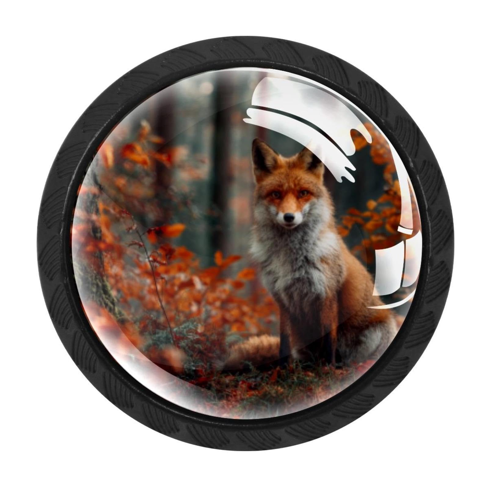 Chenzzzz Multicolored 17 4 Pieces Autumn Forest Fox (7) Drawer Knobs, 35Mm Black Cabinet Knobs, Drawer Pulls And Knobs, Dresser Drawer Knobs, Cabinet Hardware Kitchen Cabinet Knobs