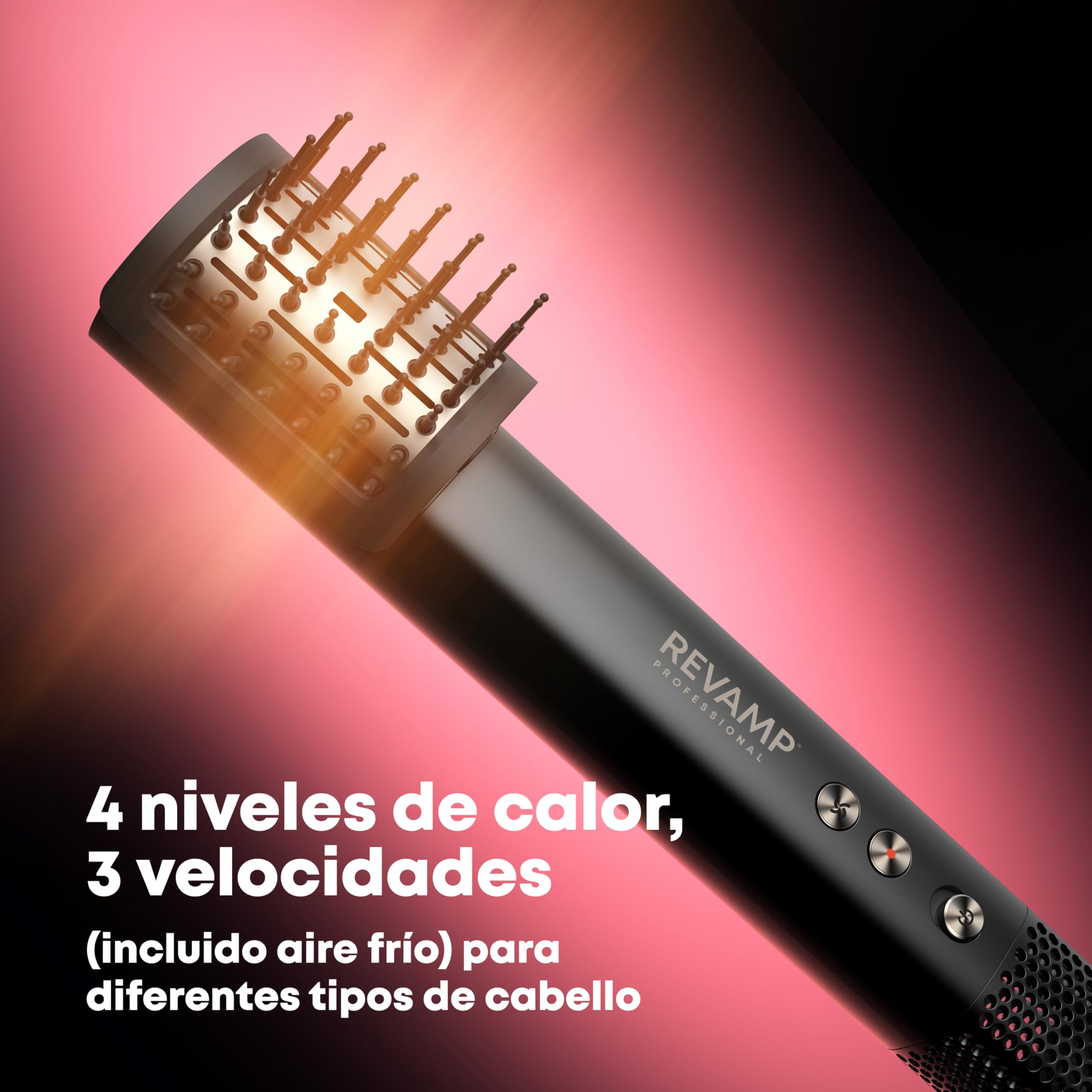 REVAMP HydroShine Air Cepillo Secador 3 en 1 - Hydro Ion | Cepillo Alisador, Profesional, Hidratación y Brillo, Estilizador de Aire, Accesorios, Ultraligero