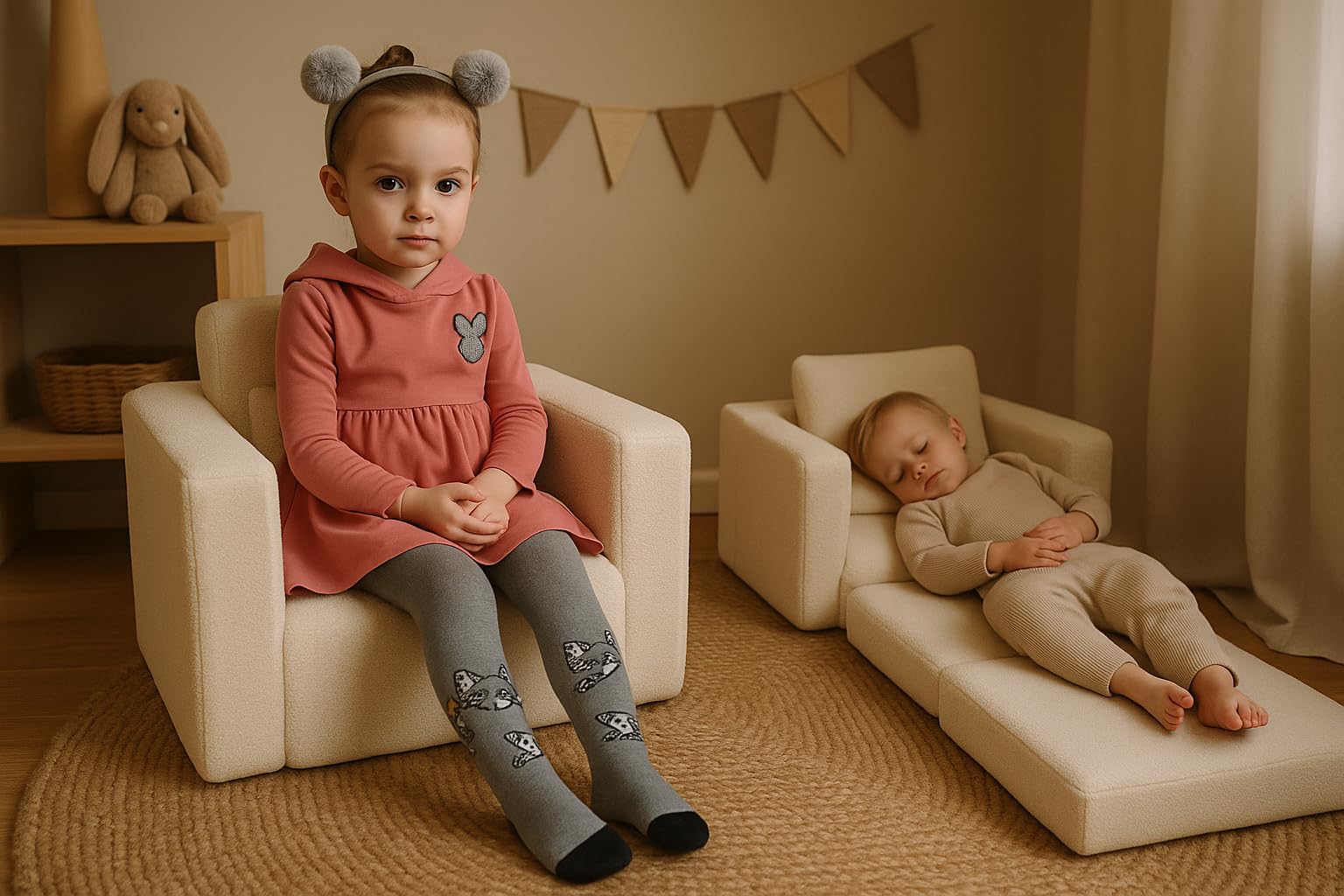 Odolplusz Fauteuil pour enfant pliable | Canapé pour enfant Mini-fauteuil Chaise pour enfant Fauteuil câlin | Mobilier pour enfant pour chambre d'enfant | (Teddy Graphite)
