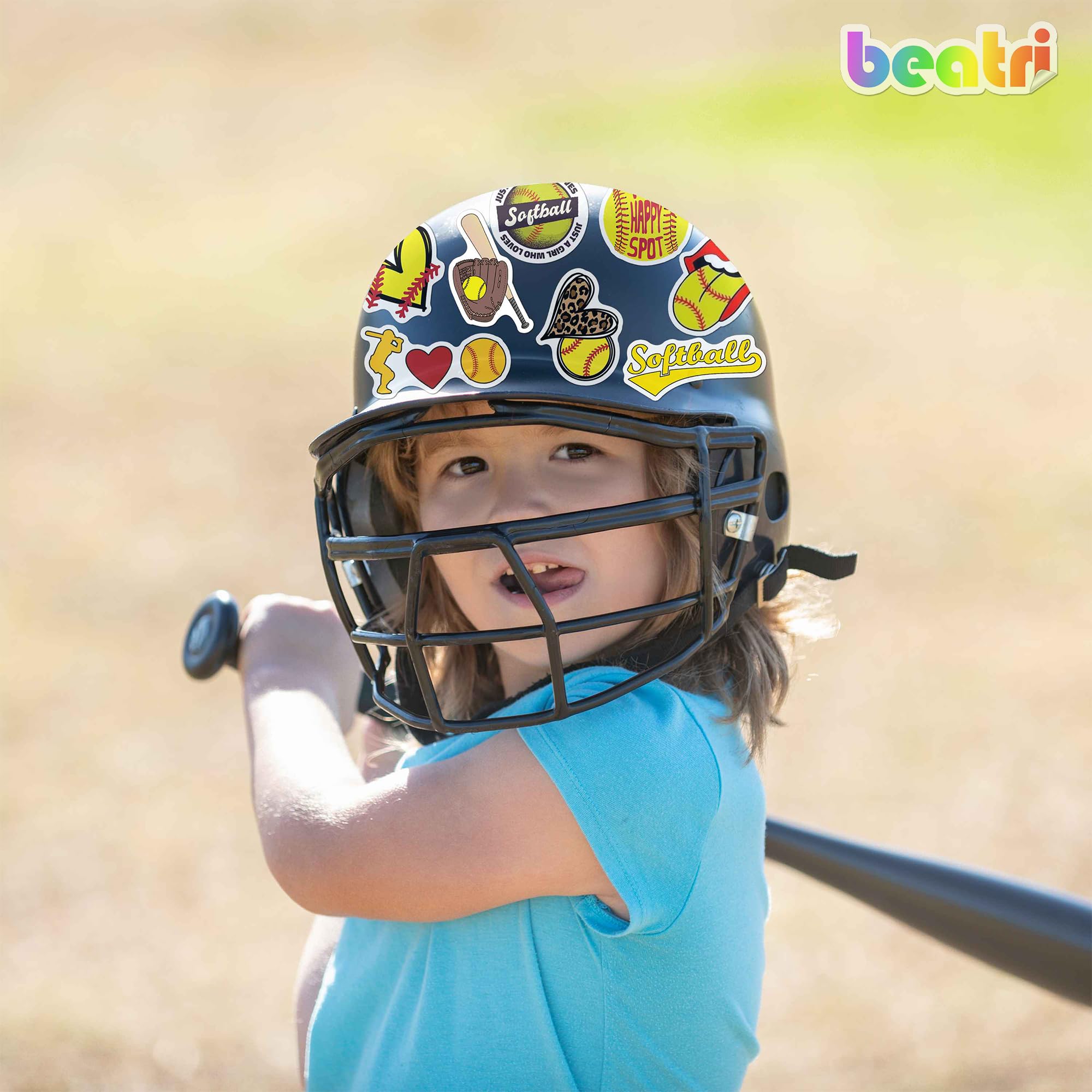 BEATRI Naklejki do softballu, 50 szt., urocze, motywacyjne, winylowe, wodoodporne naklejki na butelki z wodą, kaski, bagaż, imprezę softball, prezenty dla dziewcząt, nastolatków i dorosłych