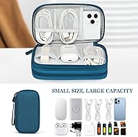 Vista 6 de FYY Organizador para accesorios electrónicos, para viajes, para cables, celular, auriculares y cargadores, estuche portátil, impermeable, doble Verde