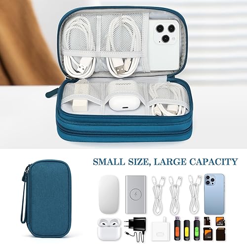 Vista 158 de FYY Organizador para cosas electrónicas, para viajes, para cables, cargadores, celular y auriculares, estuche portátil, impermeable, doble capa