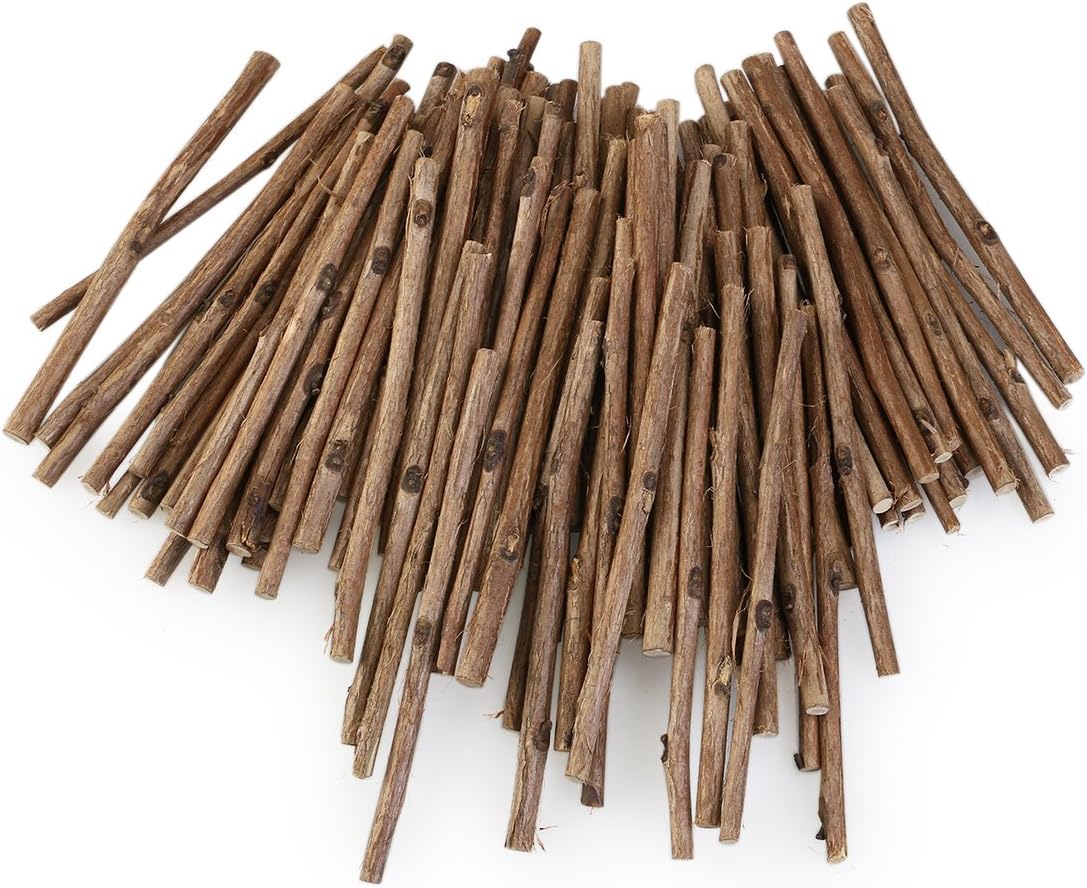WINOMO 100pcs Wood Log Sticks for DIY Crafts 10CM Long 0.3-0.5CM in Diameter (Wood Color)