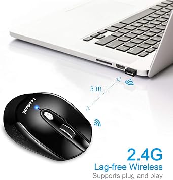 Leadsail Wireless Laptop Mouse, 2.4G Slim Portable, Less Noise, 6 Buttons, USB for Windows/Mac/Laptops