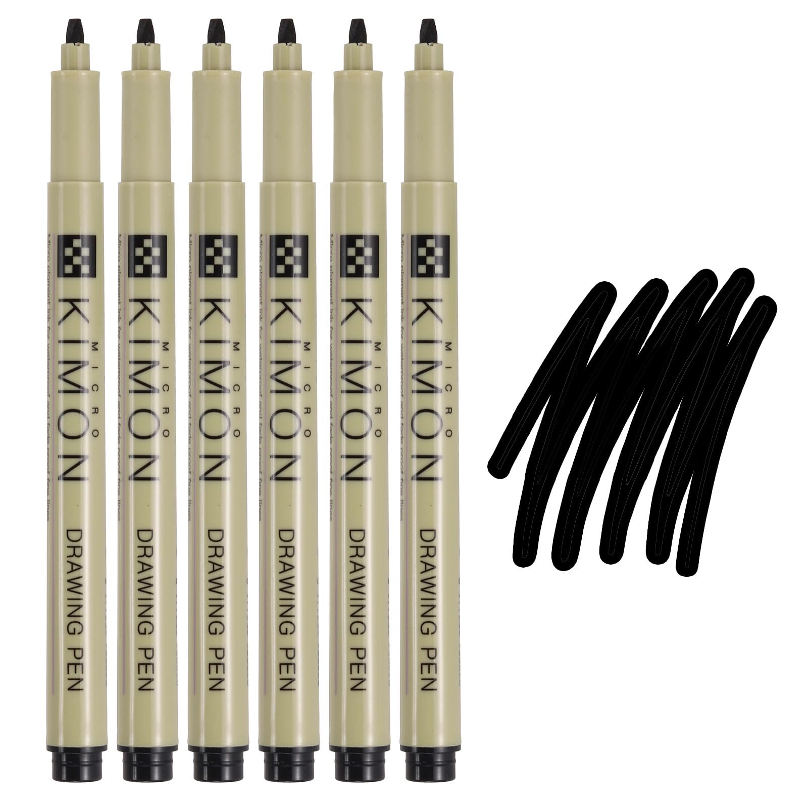 PATIKIL Fineliner Pens, 2mm Bold Tips Drawing Pen Waterproof Inking Markers Liner Artist Watercolor Supplies Drawing Kit for Adult Sketching Journaling, Pack of 6