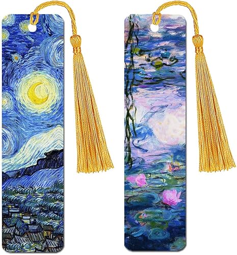 Miniatura 9 de WIRESTER Juego de 2 marcapáginas de metal con borla dorada clara para estudiantes, lectores, profesores, amantes de los libros, posturas divertidas