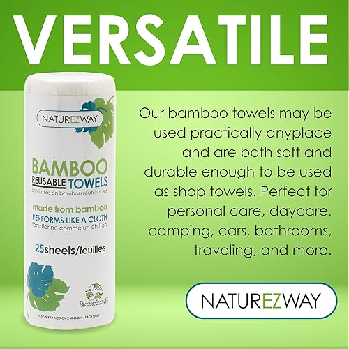Miniatura 2 de Toallas perforadas de Bambú, 25 paños, de NatureZway