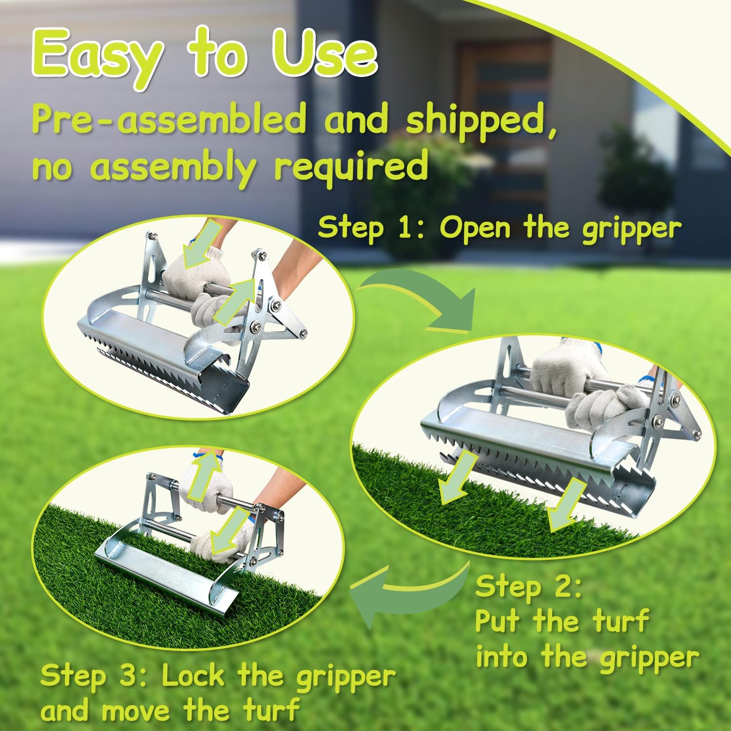 TOPOWN Artificial Lawn Installation Tool Turf Gripper Heavy-Duty, Synthetic Turf Gripper Artificial Grass Installation Tool Grass Gripper, Quick-Use for Scoccer Field, Golf Course, Park, Garden