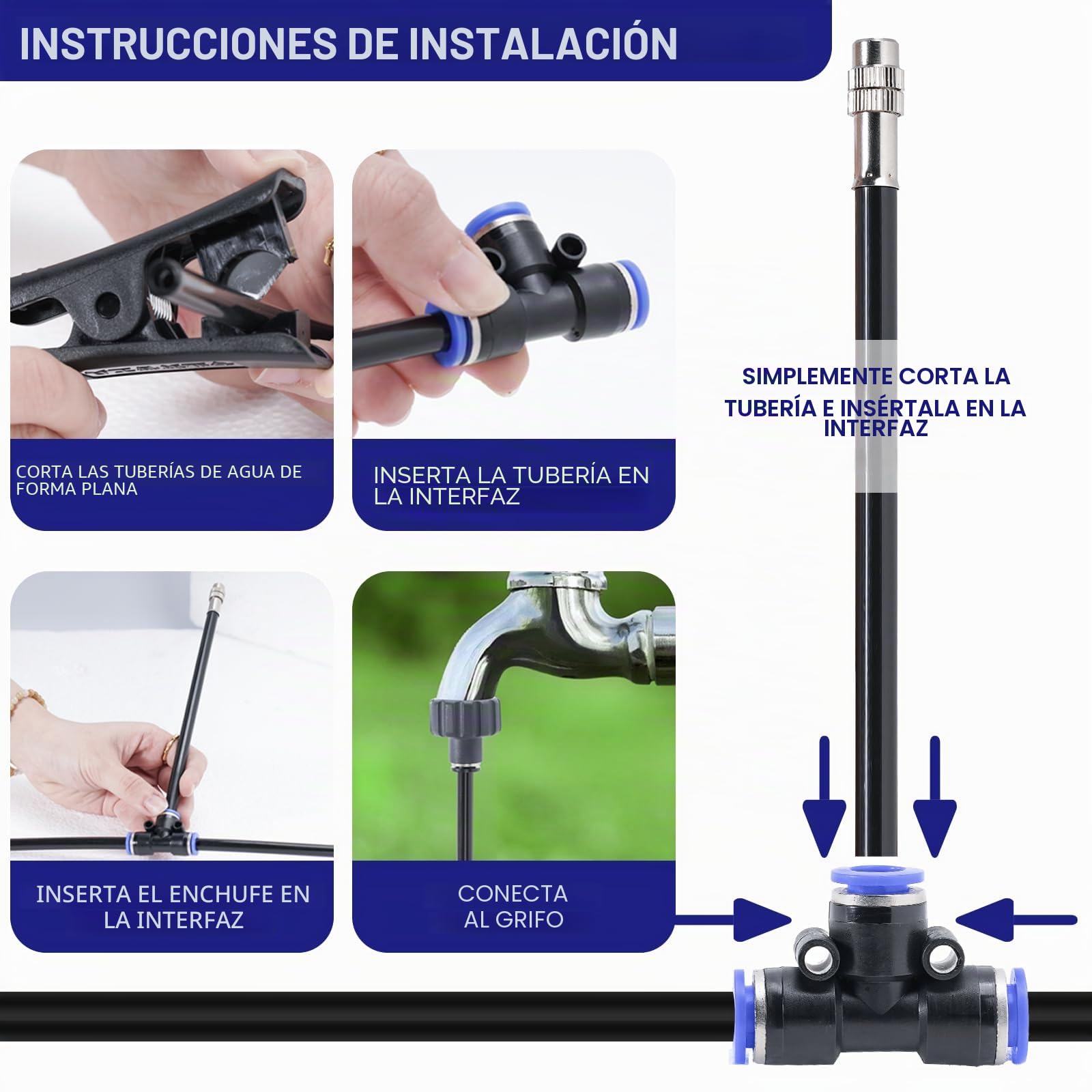 Sistema de riego por niebla, 15 boquillas de pulverización de latón direccional, adaptador de 3/4 pulgadas, para riego de césped de granja y refrigeración al aire