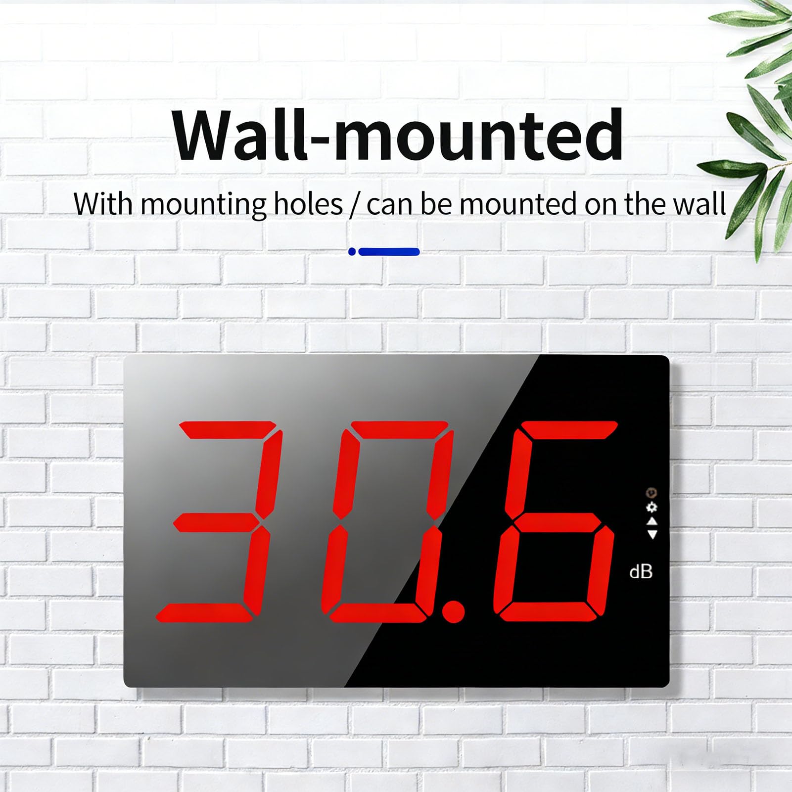 Fafeicy Medidor de Nivel de Sonido con Pantalla LCD de 3 Pulgadas, Probador Digital de Decibelios Medidor de Ruido de Montaje en Pared, Rango de 30-130 DB Probador de Ruido Digital con