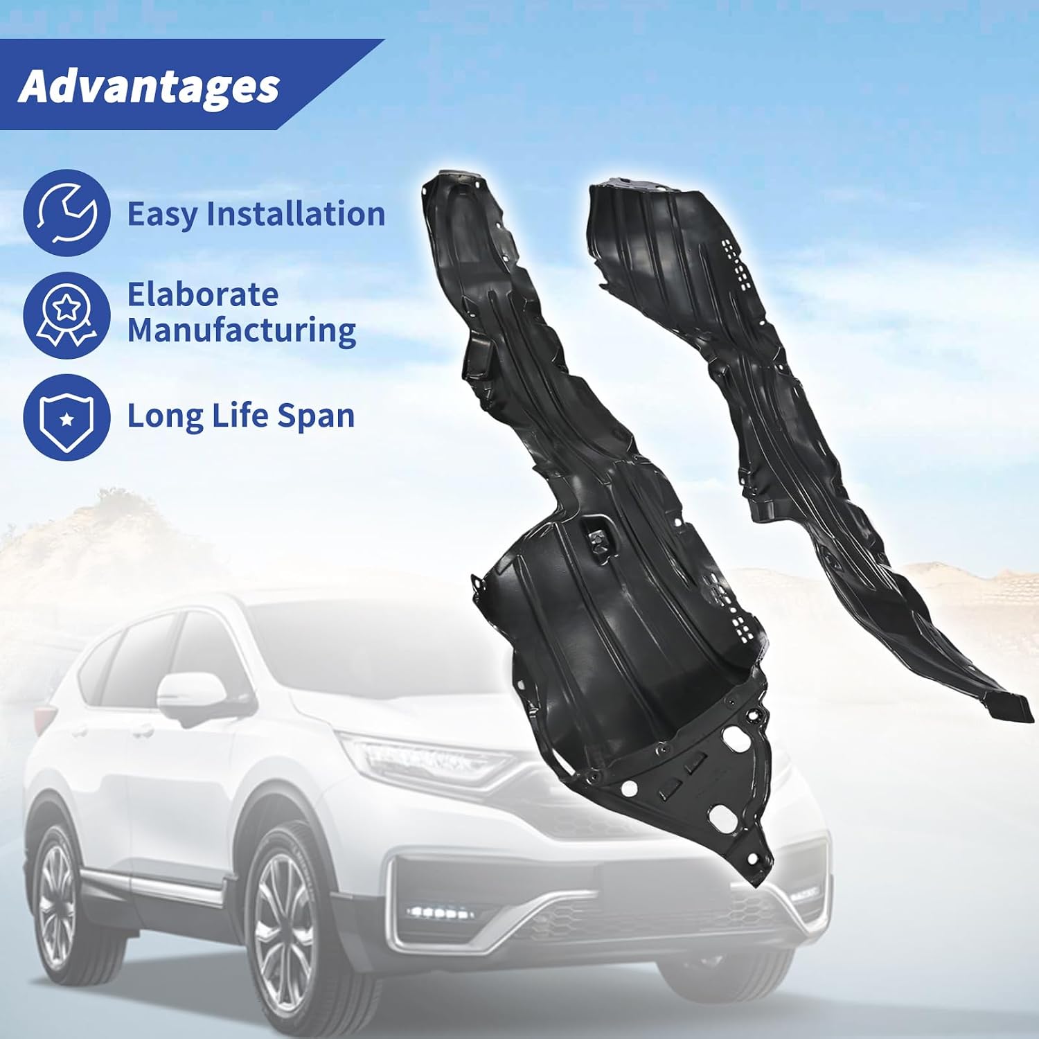 Set of 2 Front Fender Liner Kit Compatible with Honda CR-V