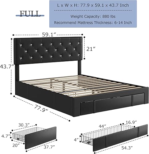 Miniatura 72 de VECELO Base de cama de tamaño individual, plataforma tapizada con cabecera ajustable de diamante, soporte de listones de madera, no necesita somier,