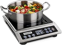 ChangBERT Portable Induction Cooktop 1800W: NSF Certified Commercial Grade, One-Click Max Power, 8-Inch Coil, Precise Temp Control