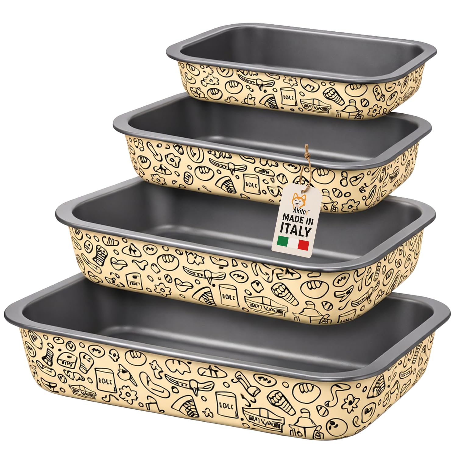 Teglie Antiaderenti per Friggitrice ad Aria e Forno - Quadrata, Rettangolare e Conica, Disponibili in Vari Formati e Set, Riutilizzabili e Facili da Pulire (Set Teglie Rettangolari 20-25-30-35 cm)