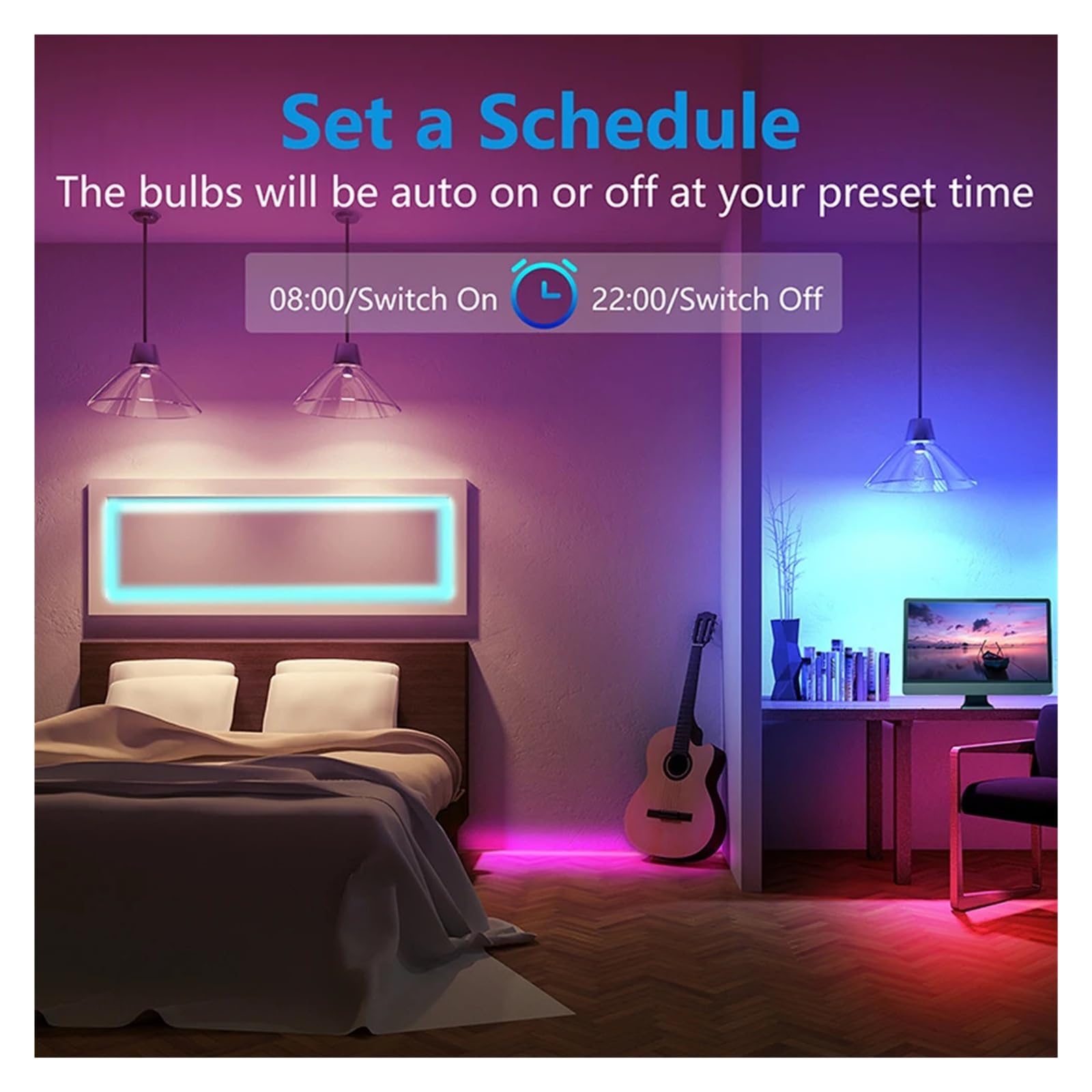Tira de luces LED inteligente RGB 5050 con aplicación Homekit, Control por voz Siri, cinta de sincronización de música for decoración del hogar, sala de TV(2M KIT,5050RGB LED STRIP_NO WATER PROOF_EU)