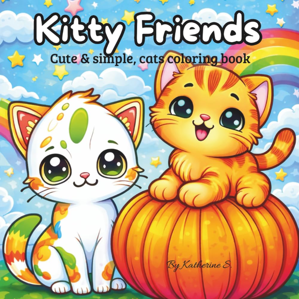 Kitty Friends: Cute & simple, cats coloring book