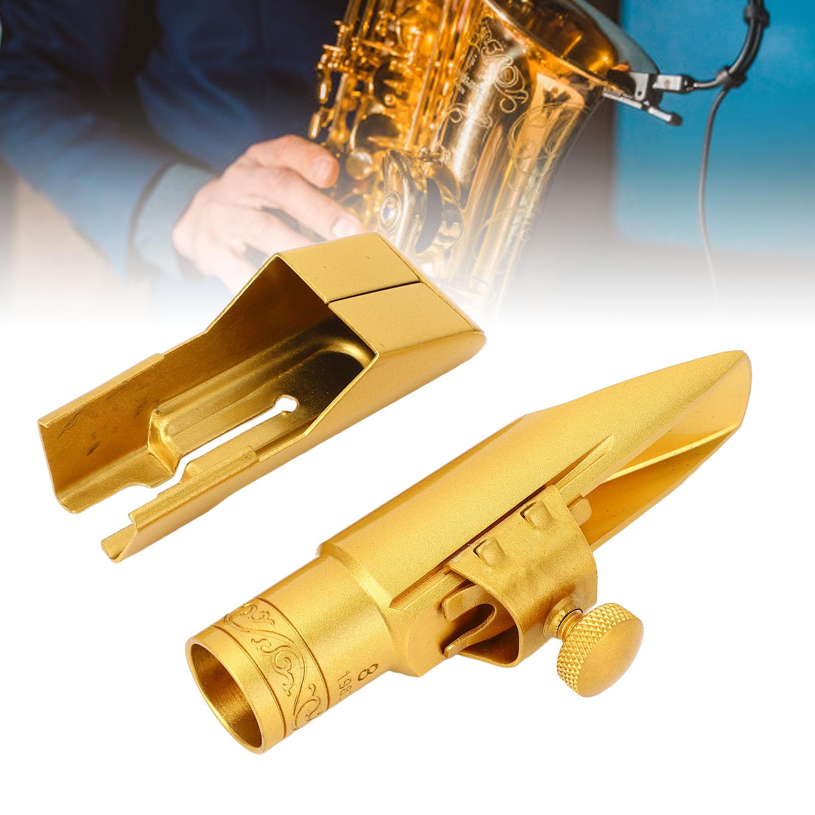 Bocchino per Sassofono Contralto, Bocchino per Clarinetto in Ottone Placcato Oro 8C per Sassofono Contralto Piatto E per Sostituzione