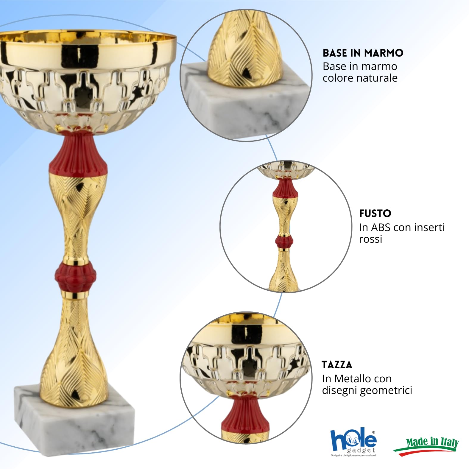 Coppa Trofeo Personalizzabile 33, 30, 28, 25, 22 cm Singolo o Set Tutti Gli Sport, Calcio, Calcettto, Tennis, Basket, Padel, Fantacalcio, Premiazioni cod 13.241