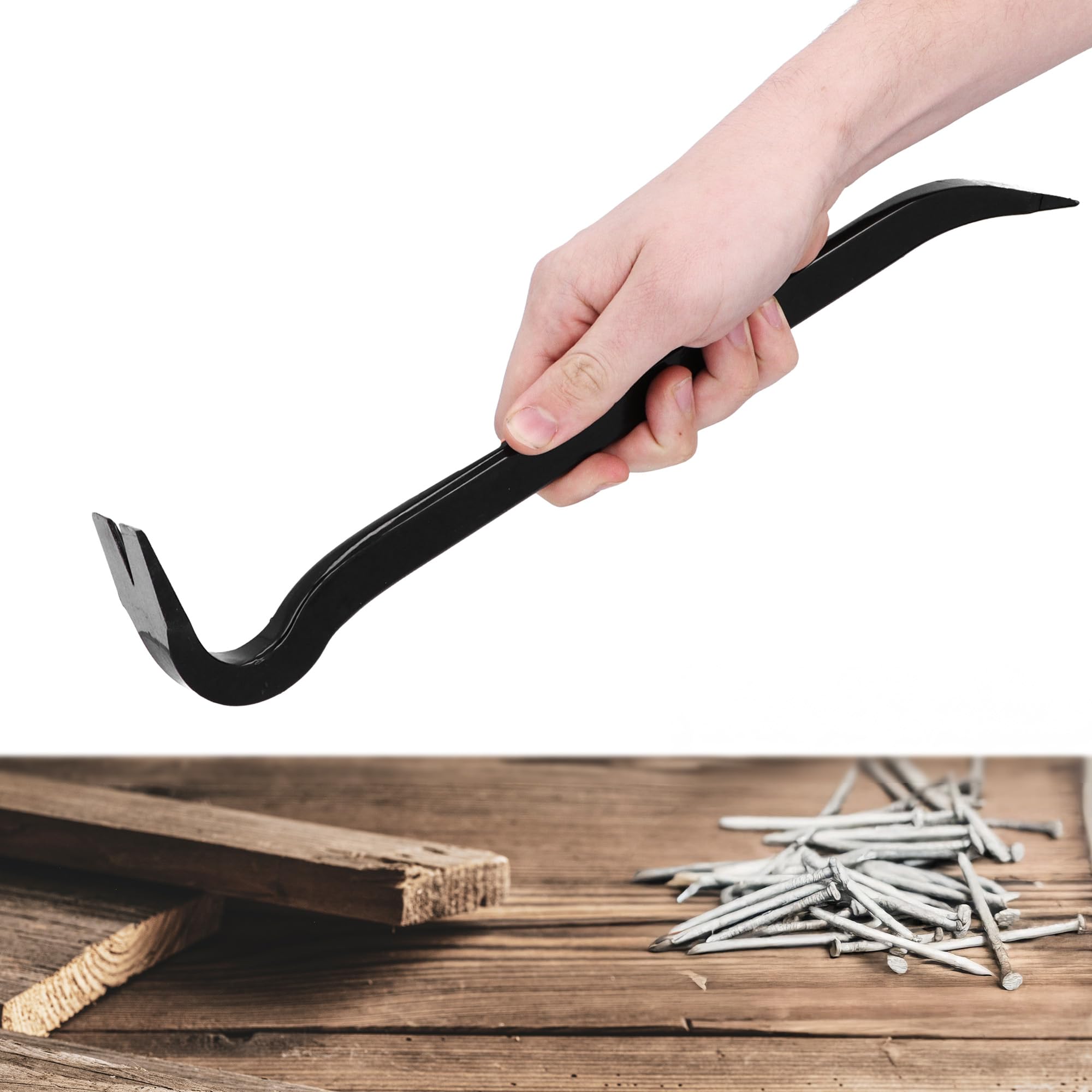 Piede di Porco 40cm Estrai Chiodi Barra di Montaggio Artiglio Di Chiodo Leva di Montaggio Piede di Capra Fessure per Chiodi Pratico Strumento-Multifunzione Lavori di Demolizione