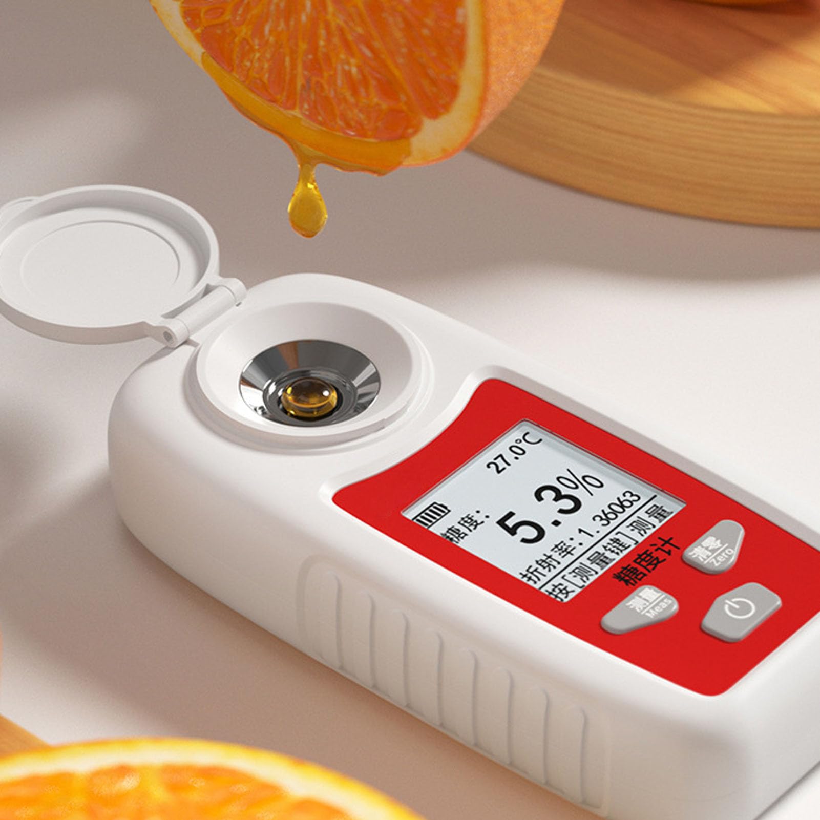 SUNGOOYUE Medidor de Azúcar de Frutas Medición Brix No Destructiva Refractómetro de Azúcar Digital Liviano para Medir el índice de Dulzor en Frutas, Probador de Dulzor Portátil para Entusiastas de