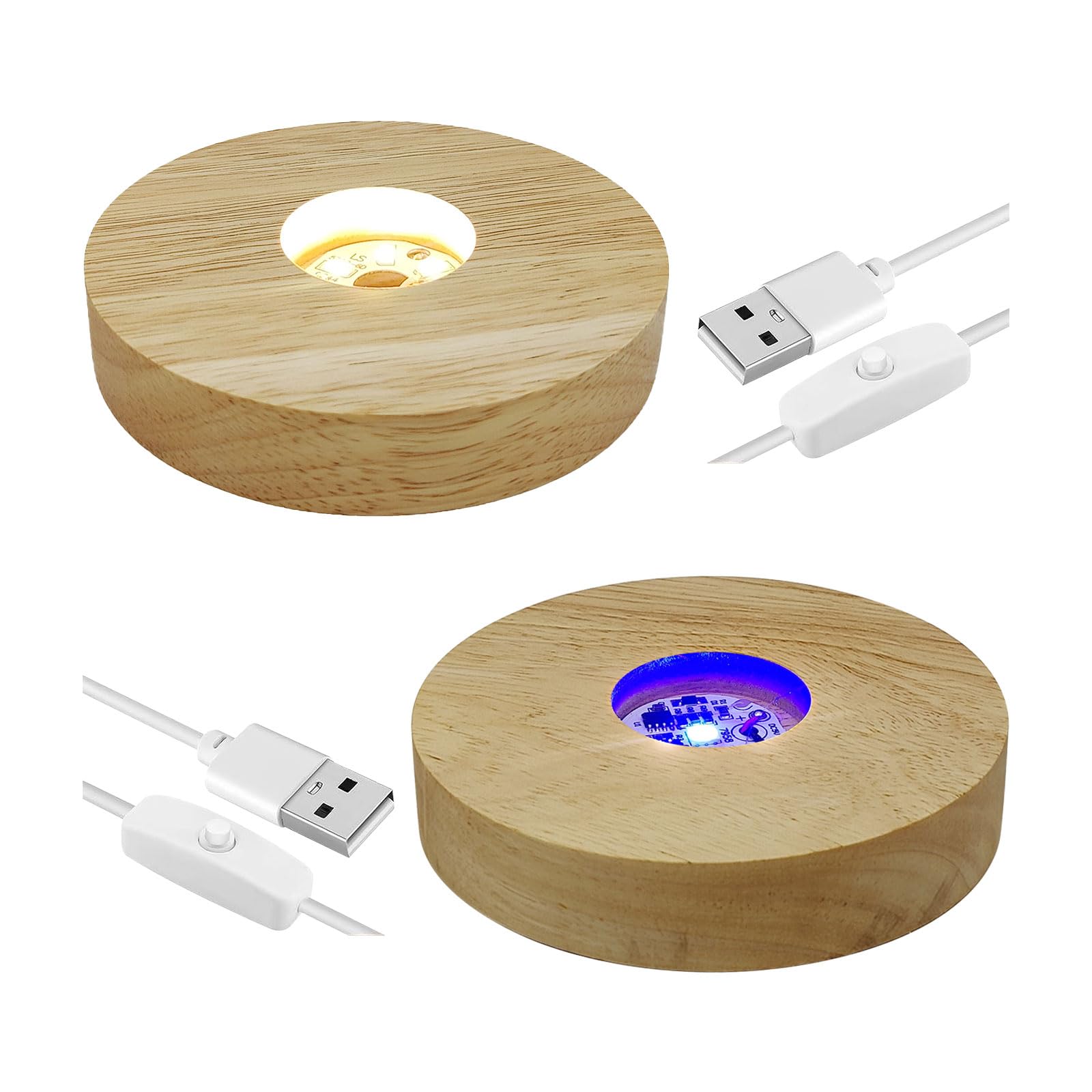 PATIKIL LED Lichtständer Sockel – 4 Stück, Holz, Mit Fernbedienung & 16 Farben | Für Kristall, Glas & Harz-Kunst